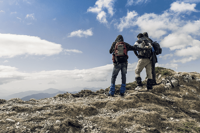 hikers on a hill