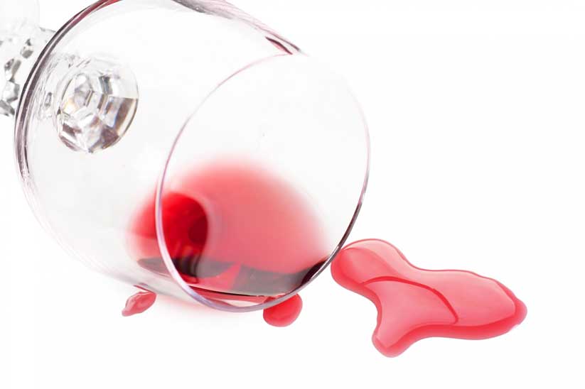 wine glass spilled