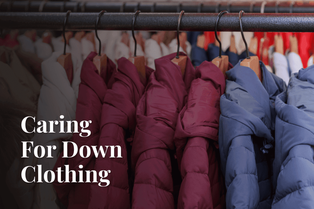 Down jackets on a rack