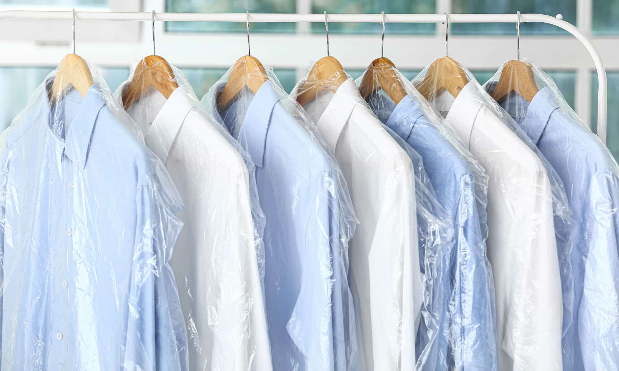 Dry Cleaned White and Blue Dress Shirts