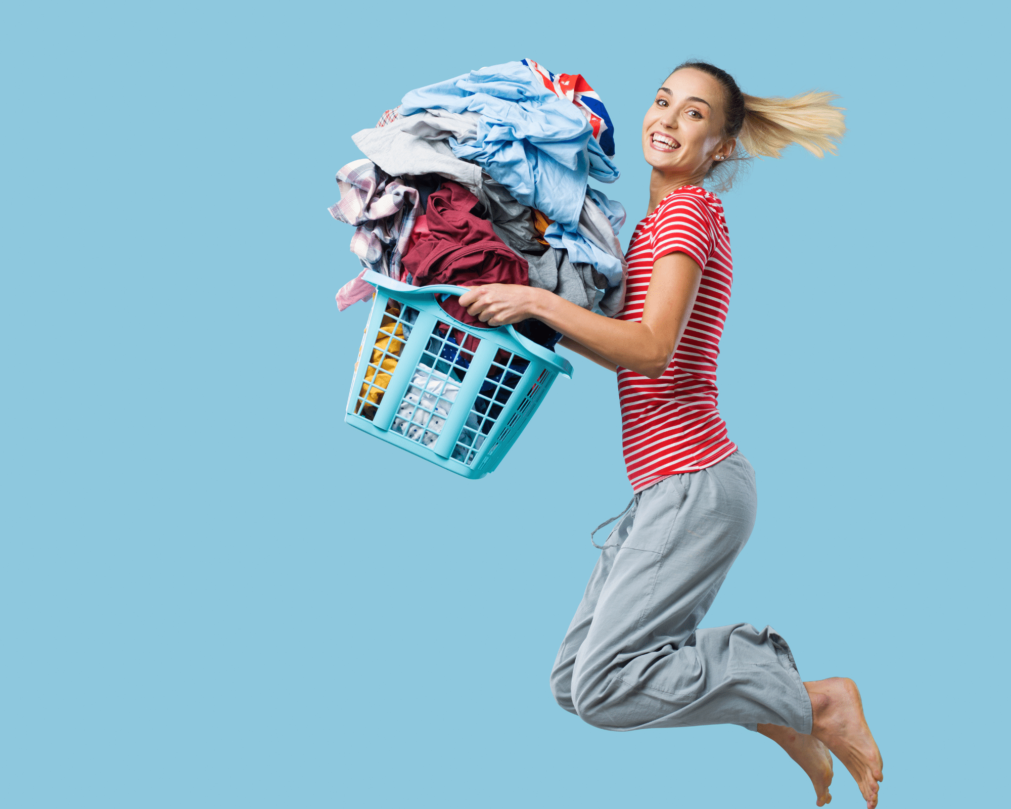 woman holding laundry basket