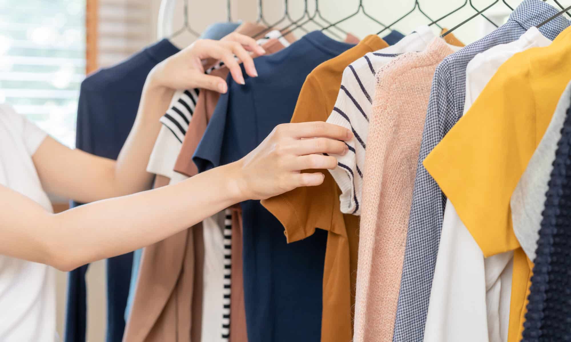 clothes on a rack