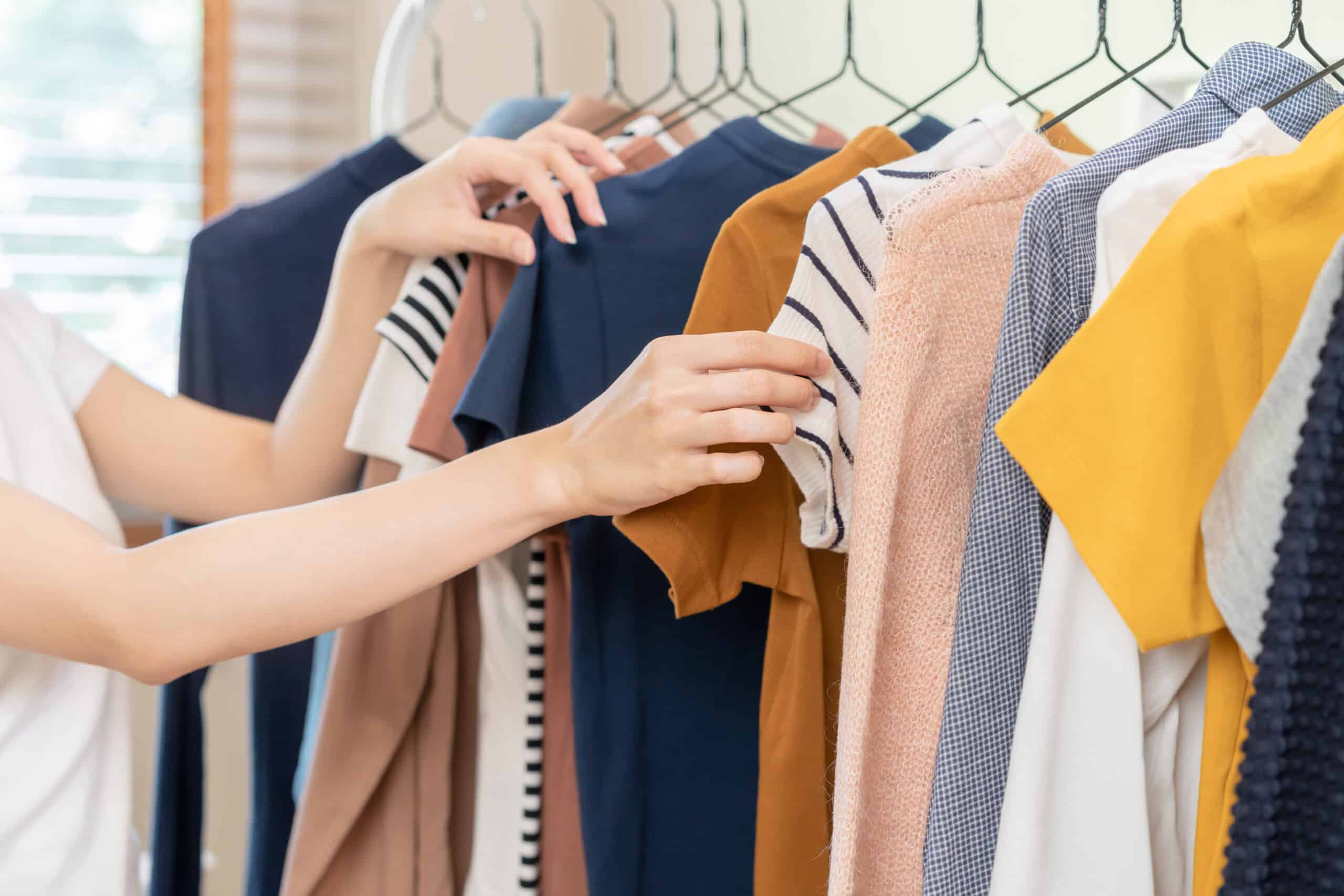 clothes on a rack