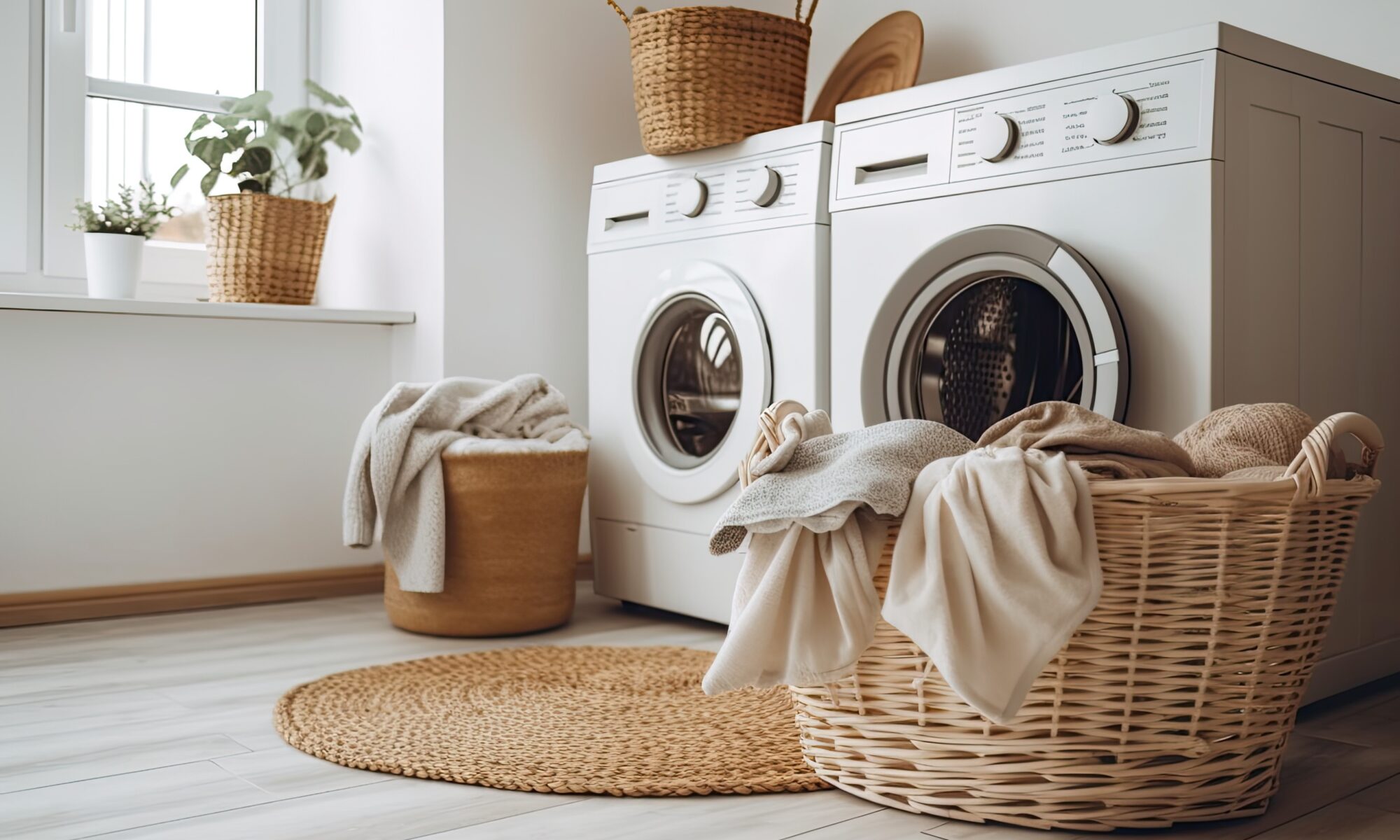Modern washing machine and laundry basket